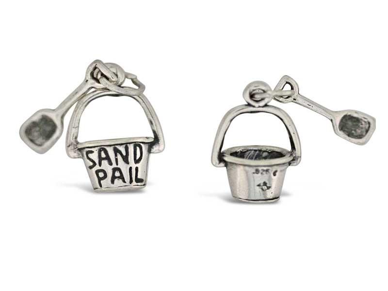 Sand Pail Charm Sterling Silver | Beach Jewelry | Sand Pail with Shovel Charm | Gift Idea | Made in USA