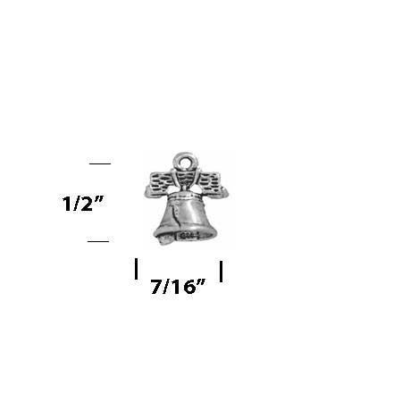 Sterling Silver Liberty Bell Charm - Patriotic Jewelry for American History - detail view
