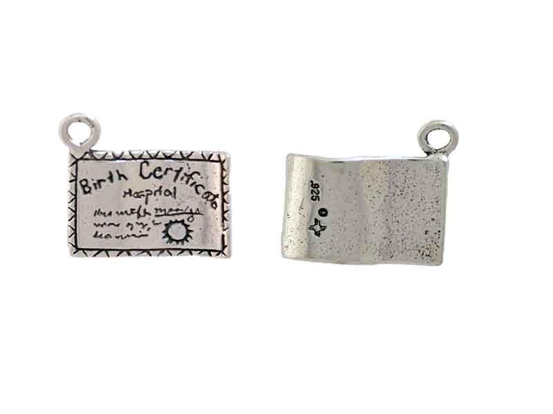 Birth Certificate Charm | Sterling Silver | Baby Charms | Gift Idea | Made in USA