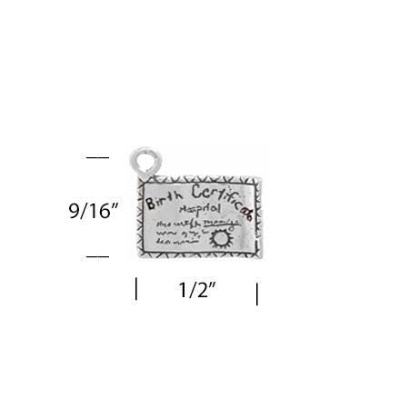Birth Certificate Charm | Sterling Silver | Baby Charms | Gift Idea | Made in USA