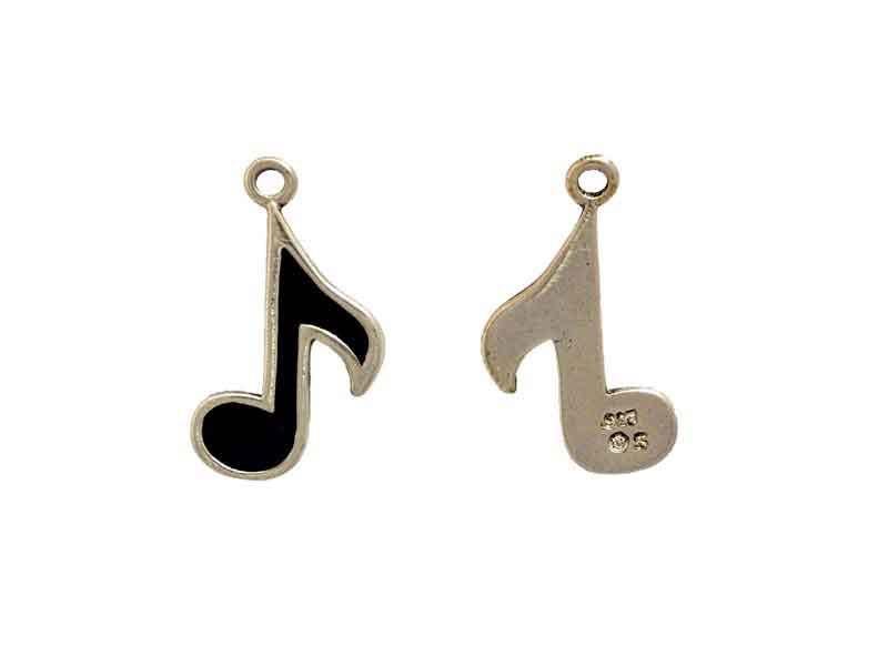 16th Note Charm Sterling Silver Enamel - detail view