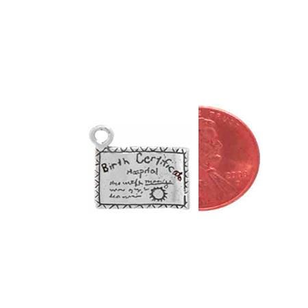 Birth Certificate Charm | Sterling Silver | Baby Charms | Gift Idea | Made in USA