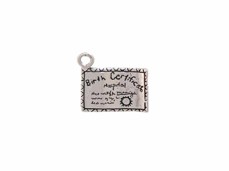 Birth Certificate Charm | Sterling Silver | Baby Charms | Gift Idea | Made in USA