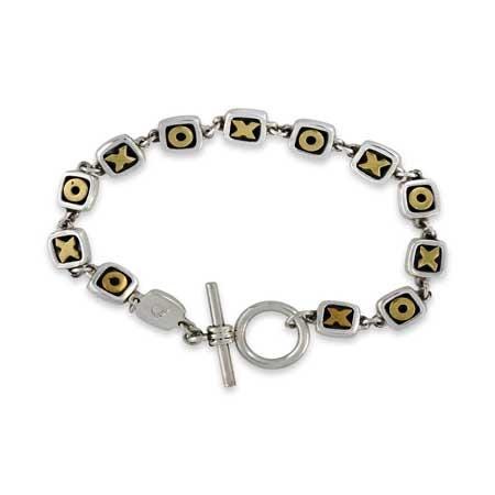 Hugs and Kisses: XOXO Mixed Metal Toggle Bracelet, Far Fetched Jewelry, Vintage - main product image