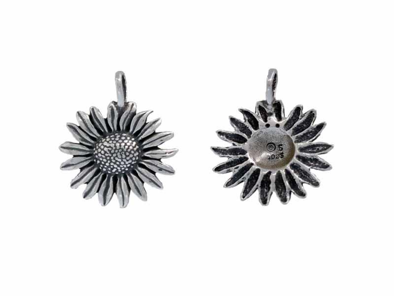Sunflower Pendant Sterling Silver - detail view