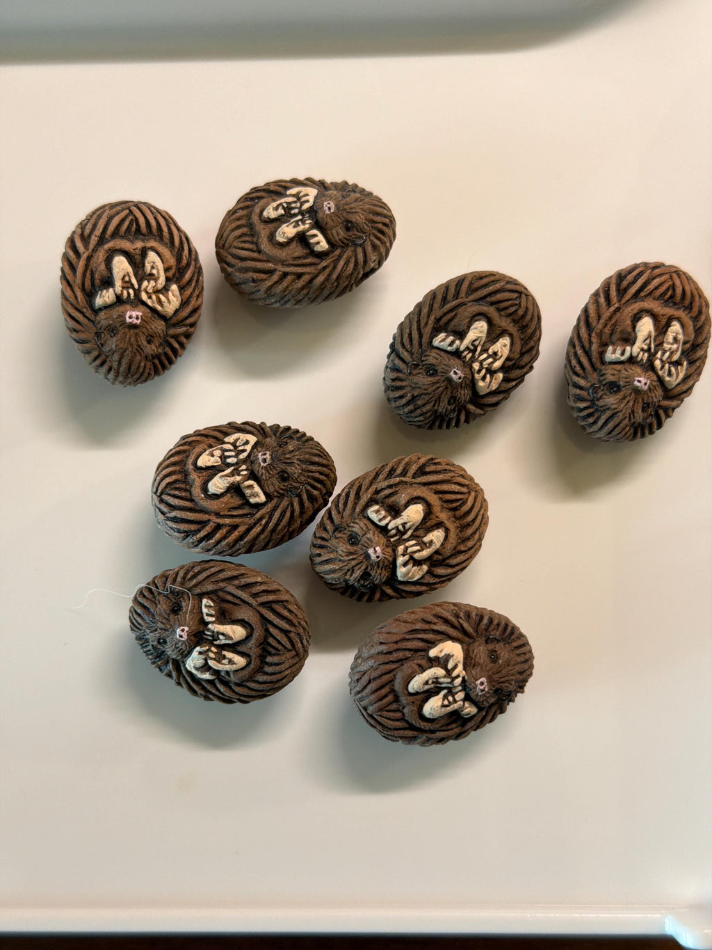 Hedgehog Ceramic Beads Hand Painted - detail view