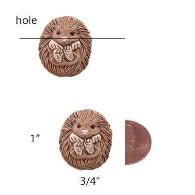 Hedgehog Ceramic Beads Hand Painted - alternate angle